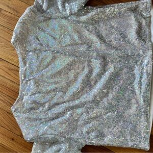 SHEIN Glittering Silver Sequin Top